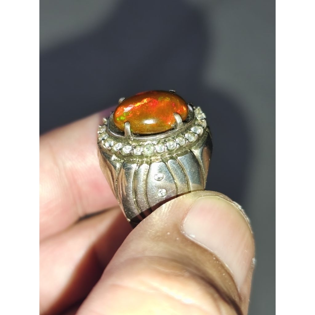 cincin batu kalimaya black Opal Ethiopia 2.85 carat ring perak memo MRI top jarong hq