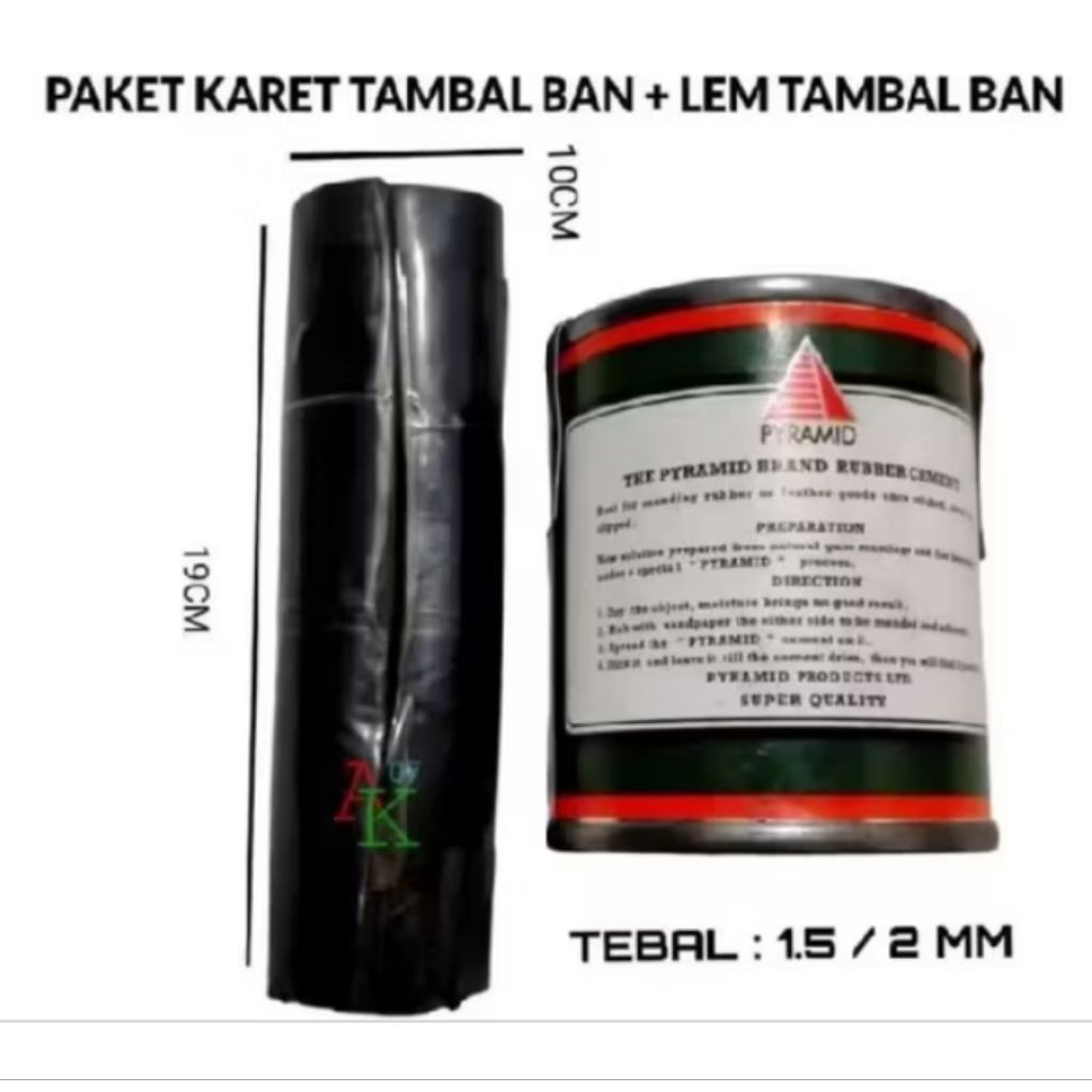 PAKET lem+karet tambal ban motor/mobil