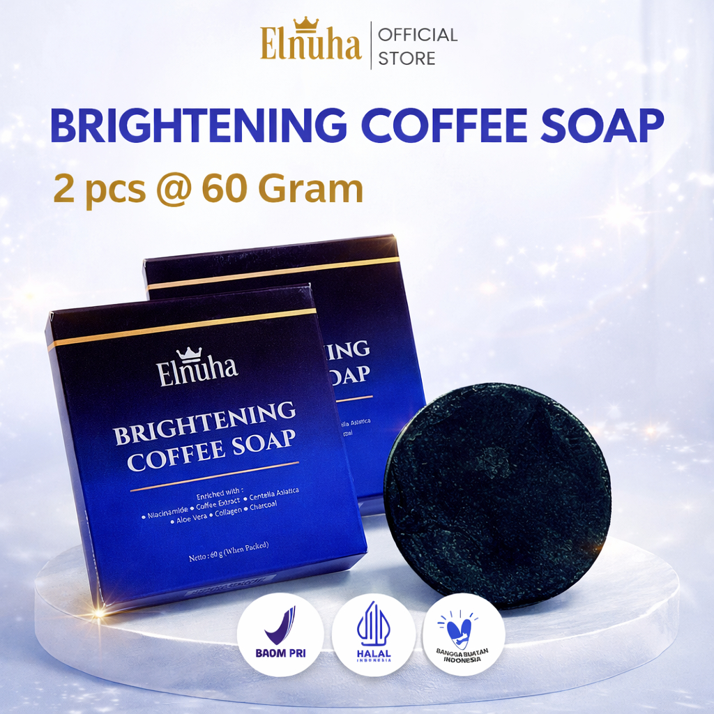 [Paket 2 Pcs] ELNUHA Brightening Coffee Soap Sabun Wajah Pria Wanita Mencerahkan, Atasi Kusam