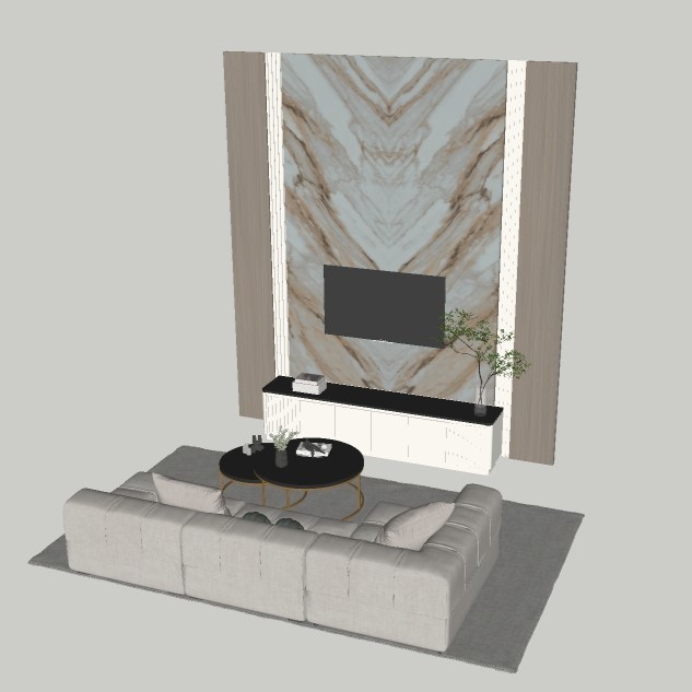 3D Model Ruang Tv/Keluarga + Backdrop Tv