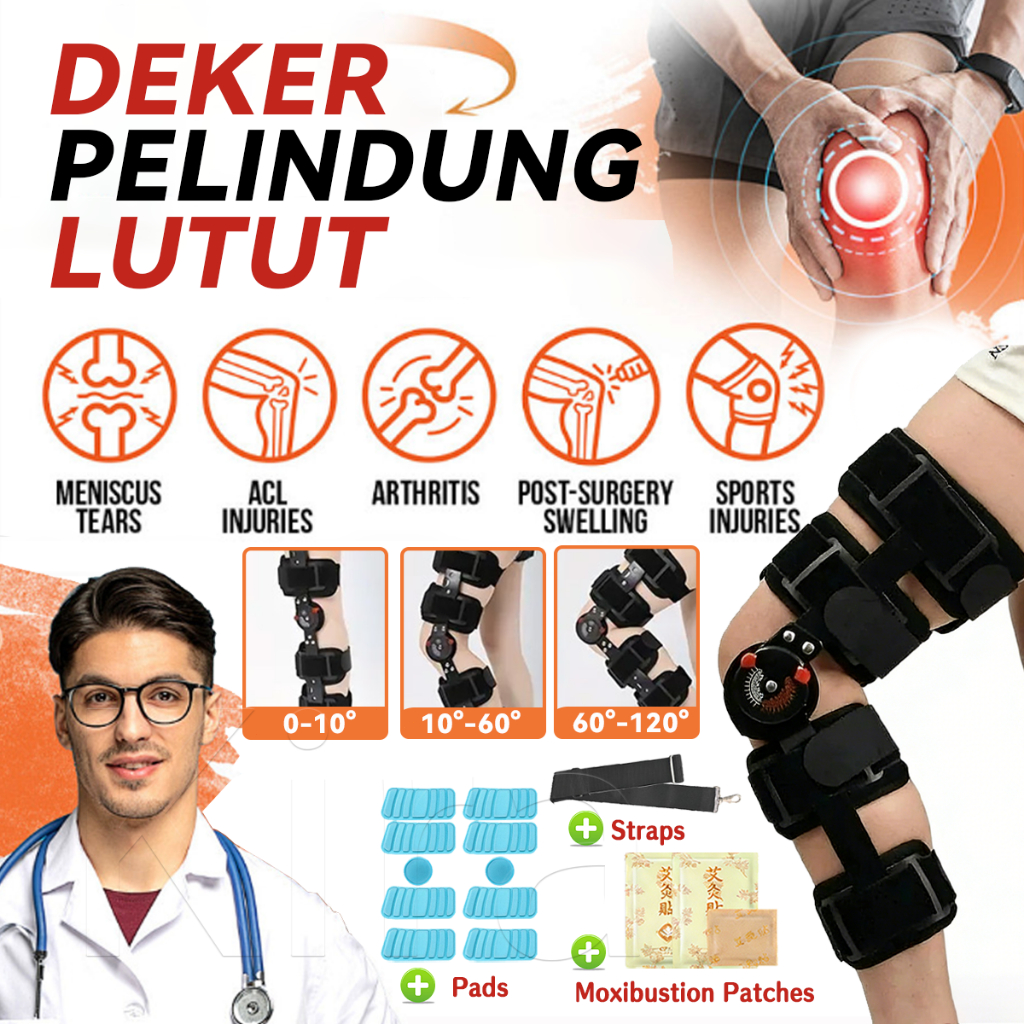 Decker Penyangga Lutut  Knee Brace Support  Penyangga Terapi Lutut  Pelindung Lutut Kiri Kanan  Untu
