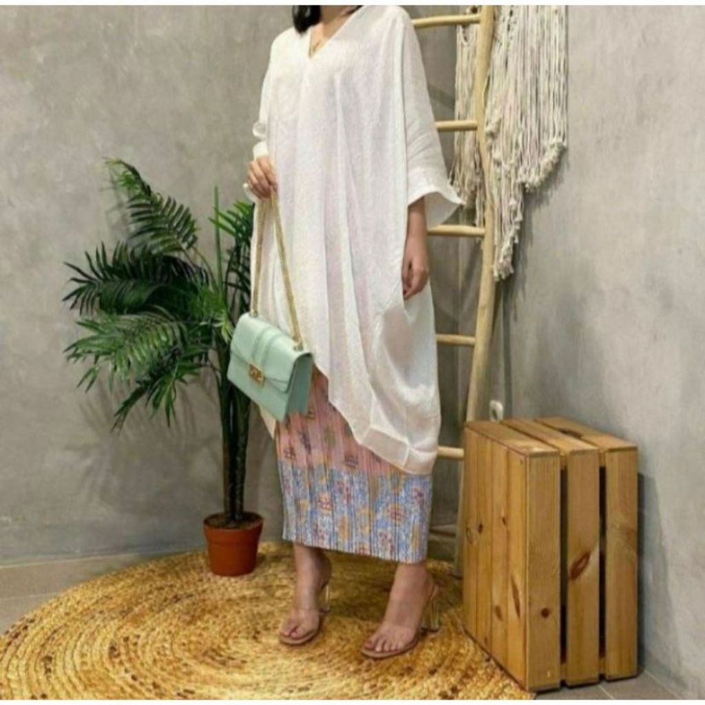 Kaftan Tunik Aruna | Ready Tidak PO | Viscose Aruna | Kaftan V neck | Hanya Atasan