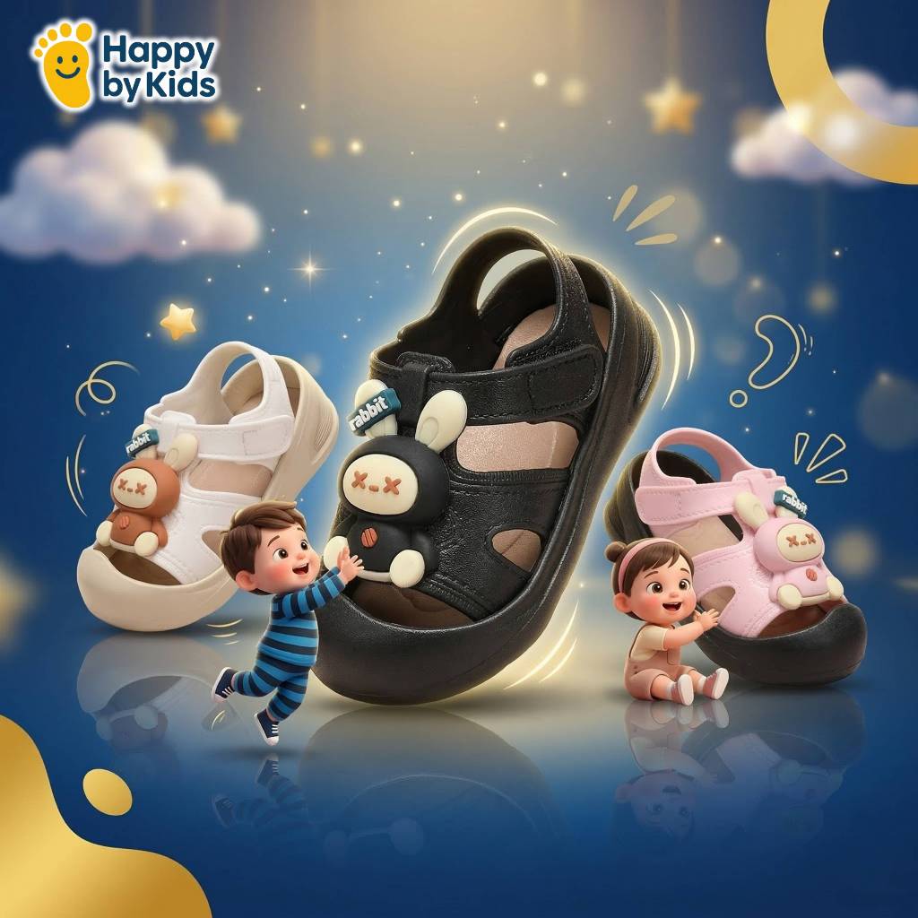 HAPPYBYKIDS Sandal Anak Cewek Cowok Unisex Berkualitas Nyaman Lucu Umur 2 - 10 Tahun RX912+8