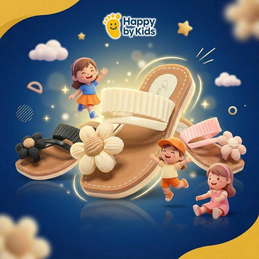 HAPPYBYKIDS Sandal Anak Prempuan Wanita Premium TK SD Cewe Kekinian FlatShoes Umur 3-8 Tahun YN-809