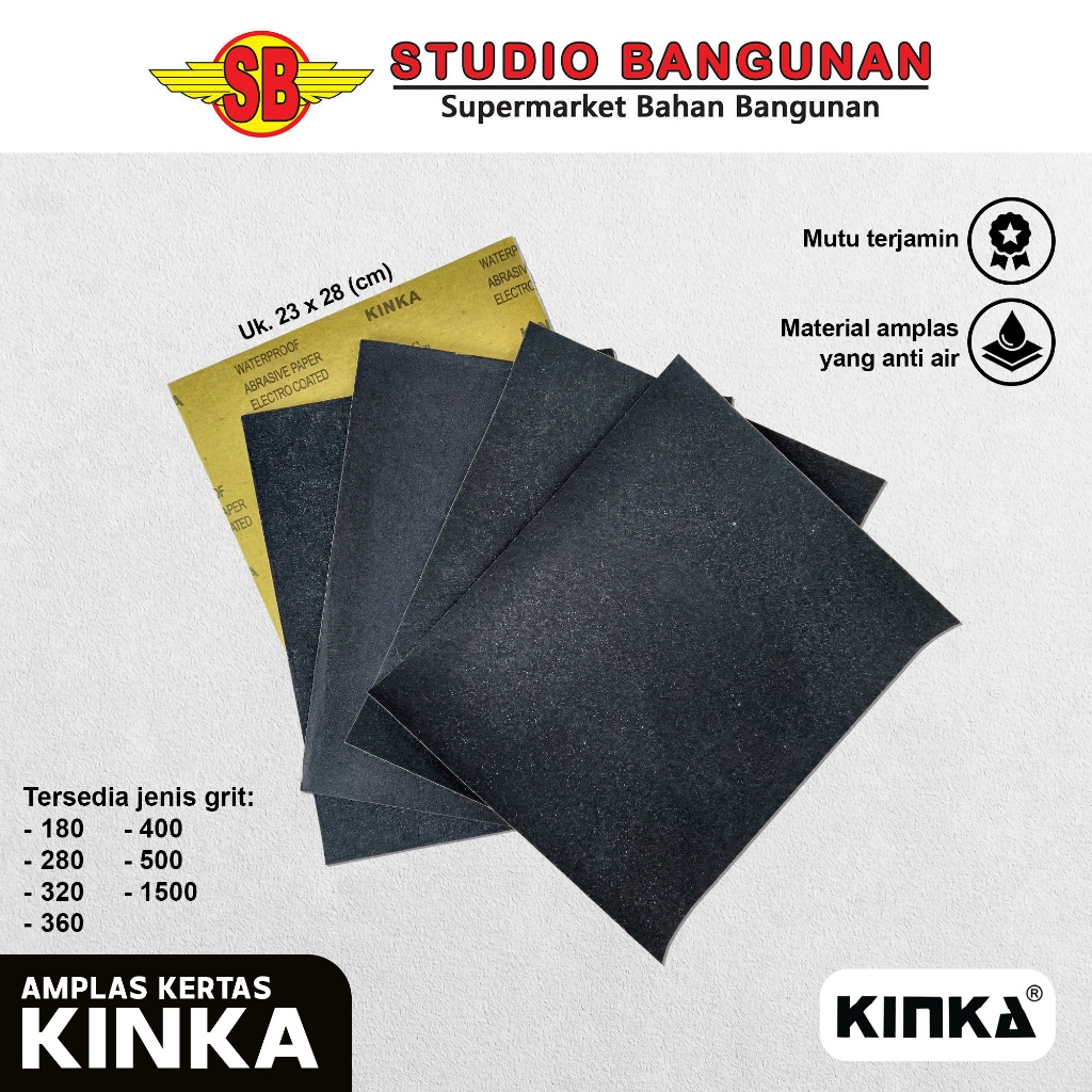 KINKA Amplas Kertas Lembaran Anti Air / Kertas Gosok Grit 180-1500