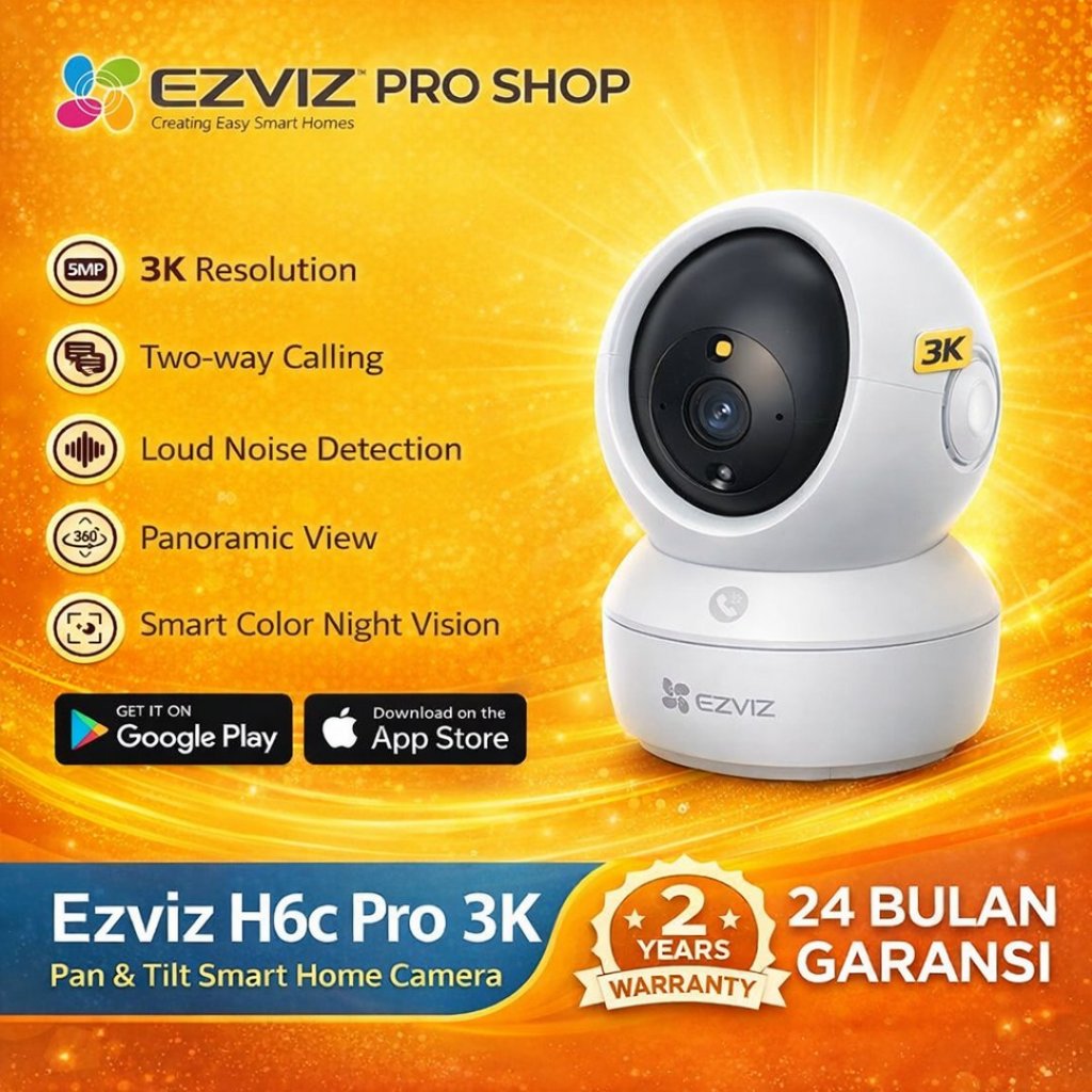 Ezviz H6C Pro 5MP 3K 2K 3MP Pan & Tilt Mini DC UPS Garansi Resmi c6n