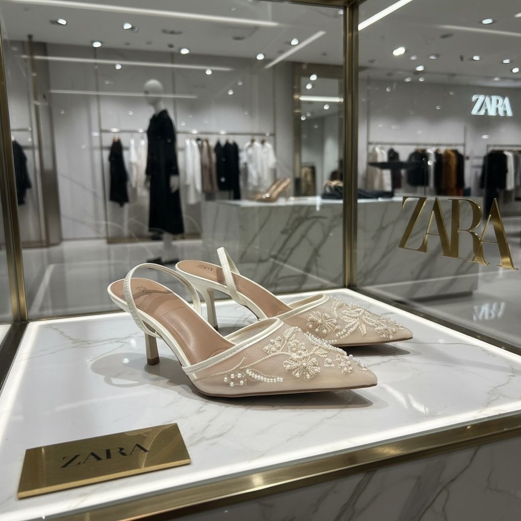 ORIGINAL HEELS BROKAT PUTIH BY ZARA