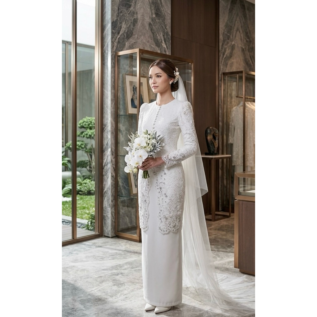 gaun pengantin muslimah Malaysia Melayu gaun akad lgaun walimah wedding dress muslimah gaun melayu g