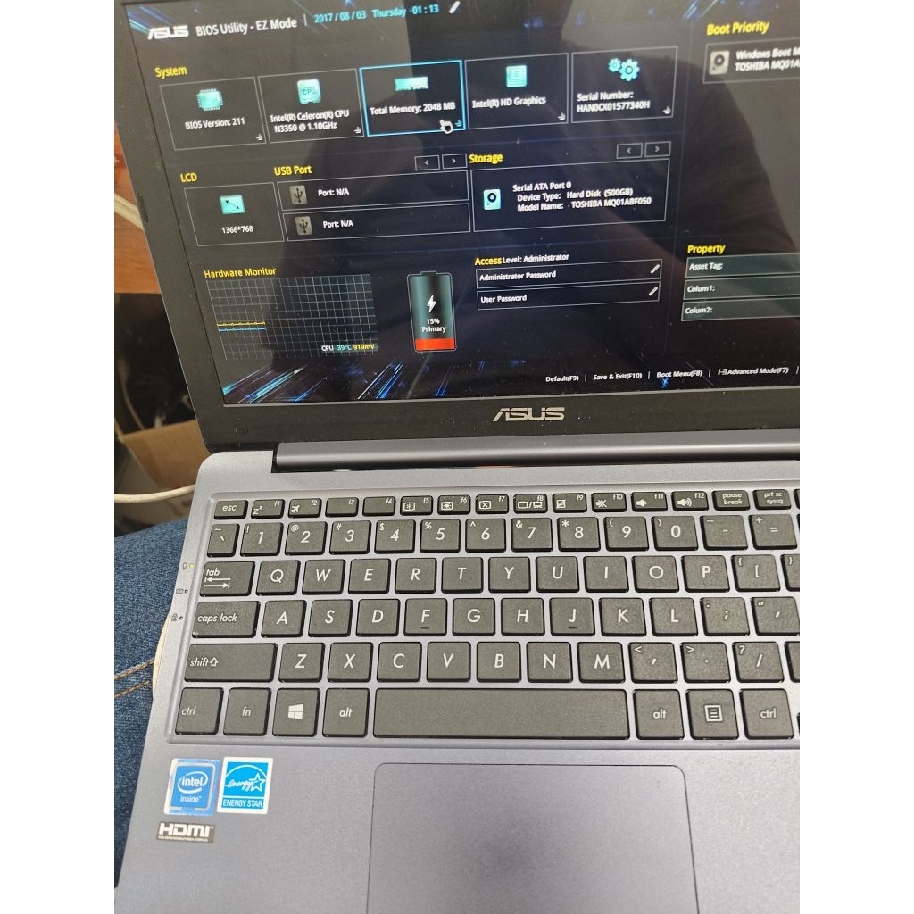 Motherboard Asus E203NAH Ram 2 GB