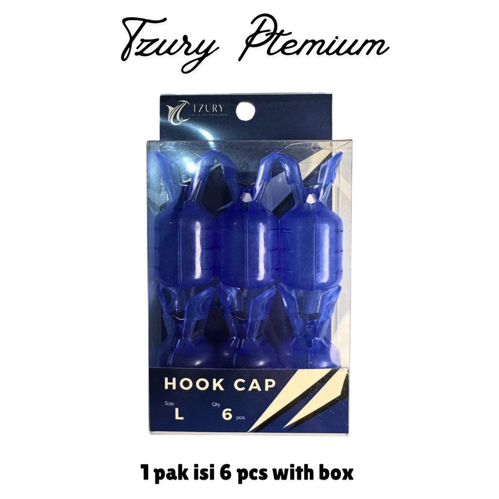 Tutup Mata Pancing TZURY Premium Double Hook Cap Squid Jig isi 6 pcs Ukuran L ( Besar ) dengan kotak