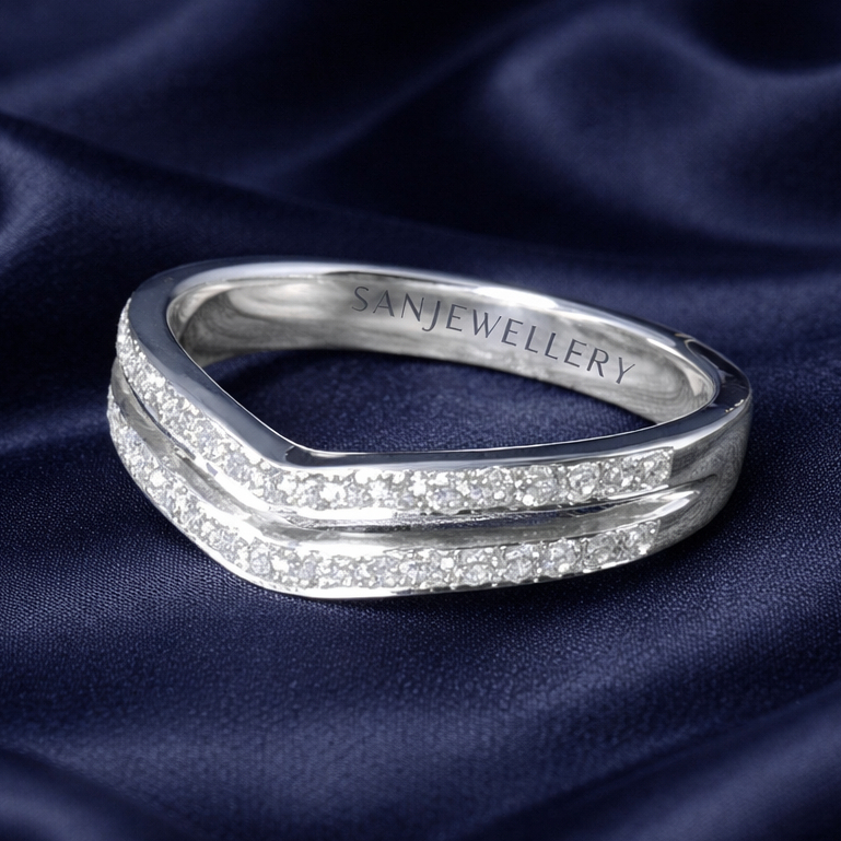 Cincin Wanita Nikah Tunangan - Logam premium Perak asli W11 | Opsi Platinum Palladium Emas putih