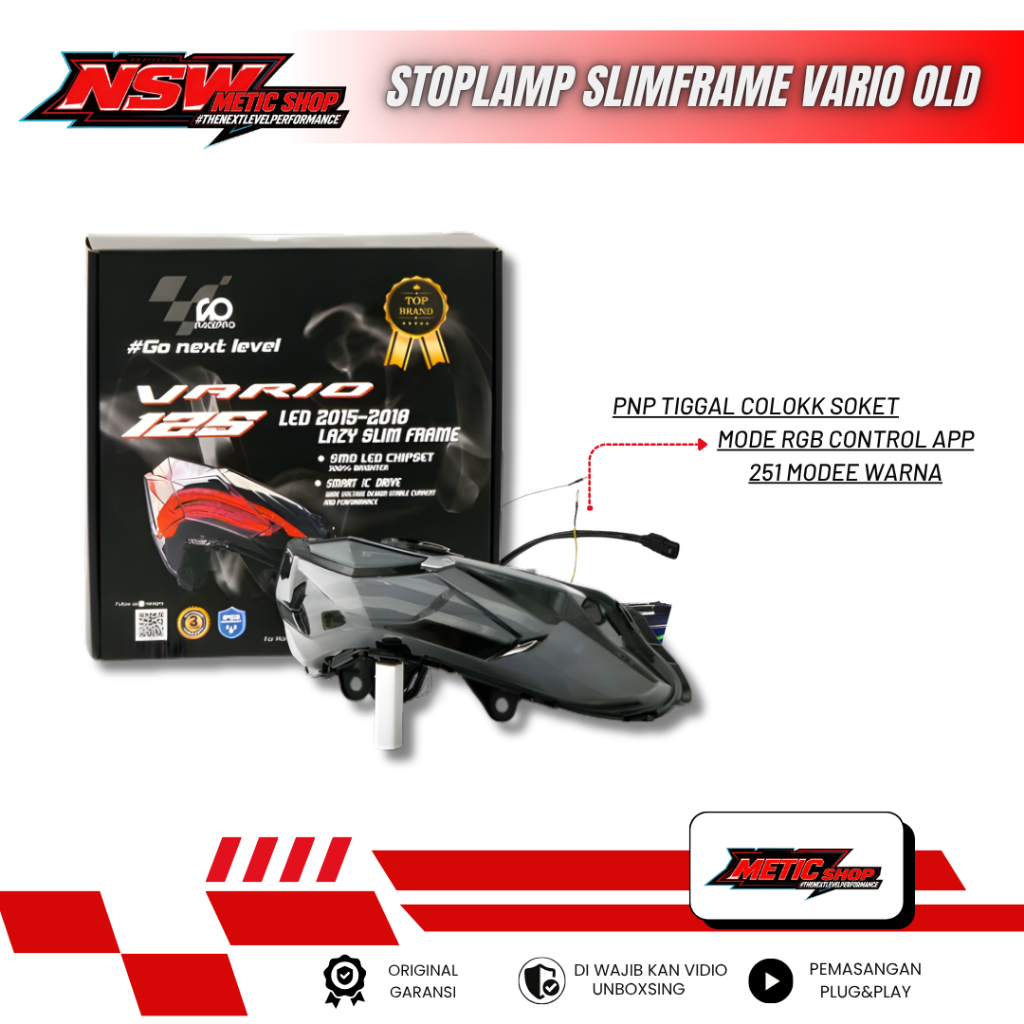 Stoplamp Lampu Belakang Slim Frame RACEPRO Vario 125 150 Led Old & New Stoplamp Lazy Vario