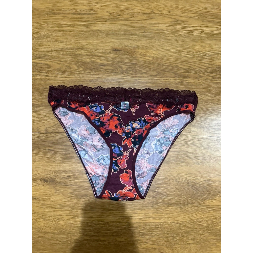 La senza High Leg Bikini Eden Surreal Floral Maroon Panties LaSenza Red Sexy Lace Flower Panty Celan