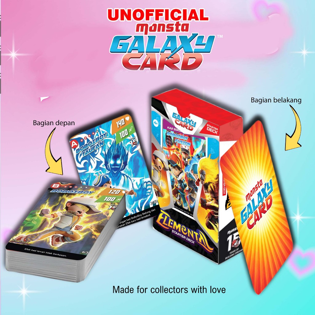 HOMEMADE KARTU/KAD STARTER DECK ELEMENTAL MONSTA GALAXY CARD (MGC) PREMIUM 25 SHEET