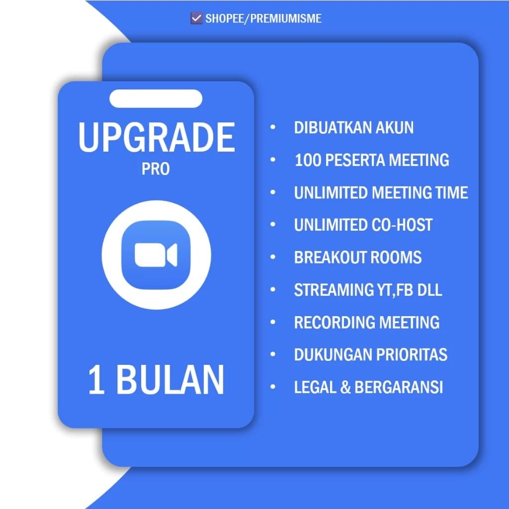 Upgrade Akses Zoom Meeting Premium 100 Peserta Bulanan dan Tahunan