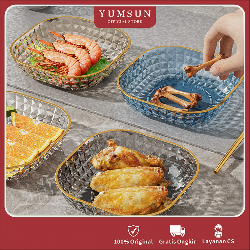 YUMSUN 4pcs Piring Saji Mini Kotak Cantik Transparan Piring Saji Kotak Lauk Pauk Piring Dish Plate P