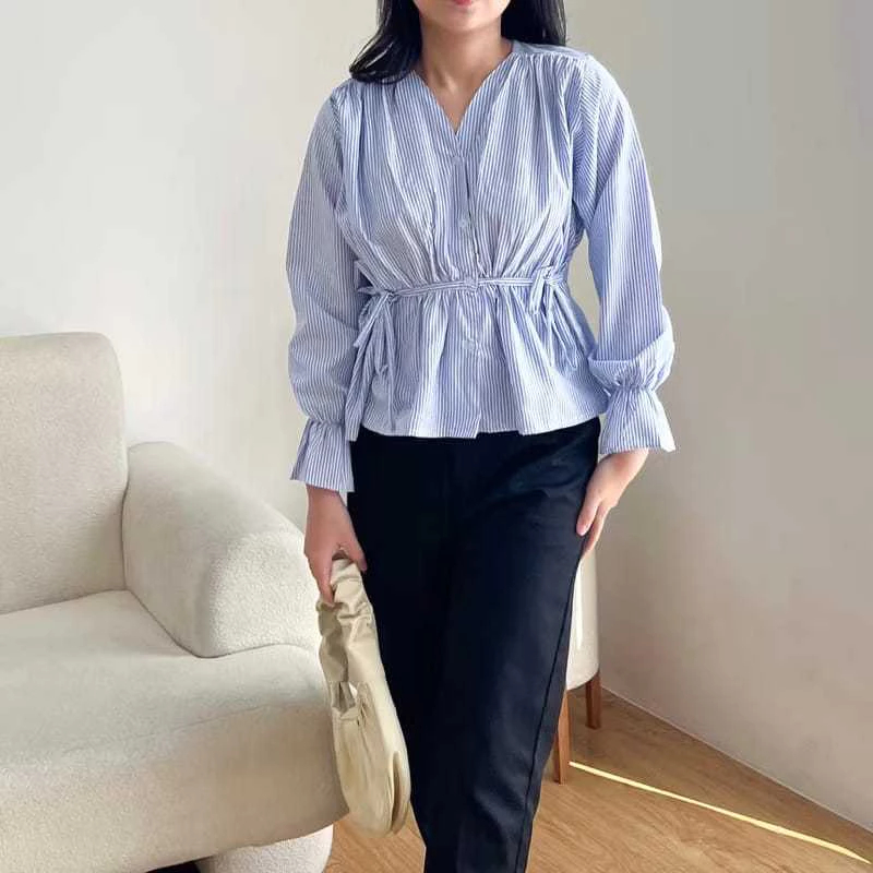 ANB - ZER QIORE TOP / BLOUSE QIORE  / ATASAN WANITA MODEL KEKINIAN / ATASAN WANITA MOTIF SALUR / BAJ