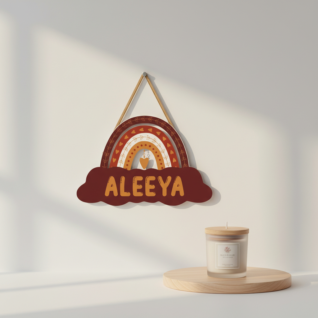 Wall Decor Custom Nama Kayu MDF 20x30cm - Hiasan Gantung Aesthetic Kado Ulang Tahun Anak Bayi Papan 