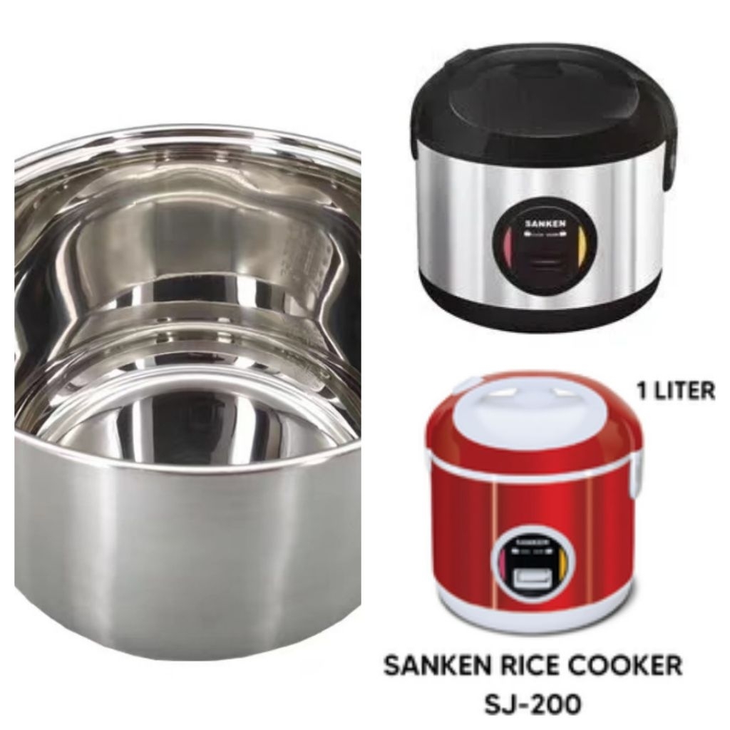 (PANCI NYA SAJA) Panci Stainless Steel Innerpot Utk Magic Com Sanken (Kapasitas Kecil) SJ 200 & SJ 2