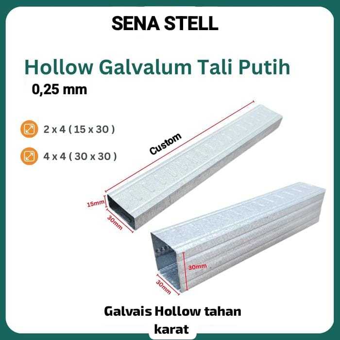 Holo Baja Ringan 2x4  Ecer Meter Custom | Besi Hollow Galvalum Kuat Tebal Anti Karat