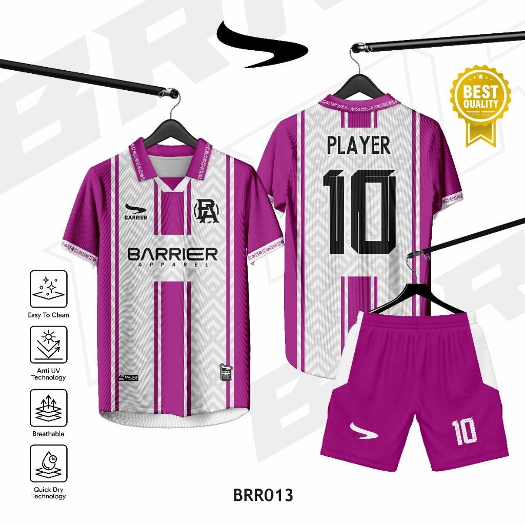Jersey Custom Full Print Anti UV // Sepakbola // Futsal // Jersey Pink Putih