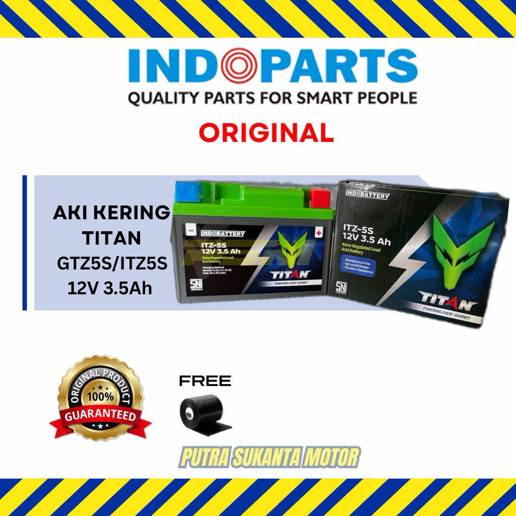 ACCU AKI KERING TITAN GTZ5S/ITZ5S 12V 3.5Ah INDOBATTERY INDOPARTS