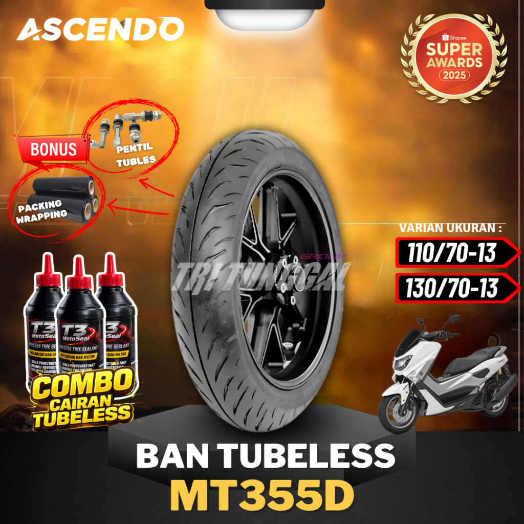 [READY COD] BAN ASCENDO MT355D TUBELESS ( 110/70-13 / 130/70-13 ) RING 13 BAN MOTOR MATIC NMAX / BAN