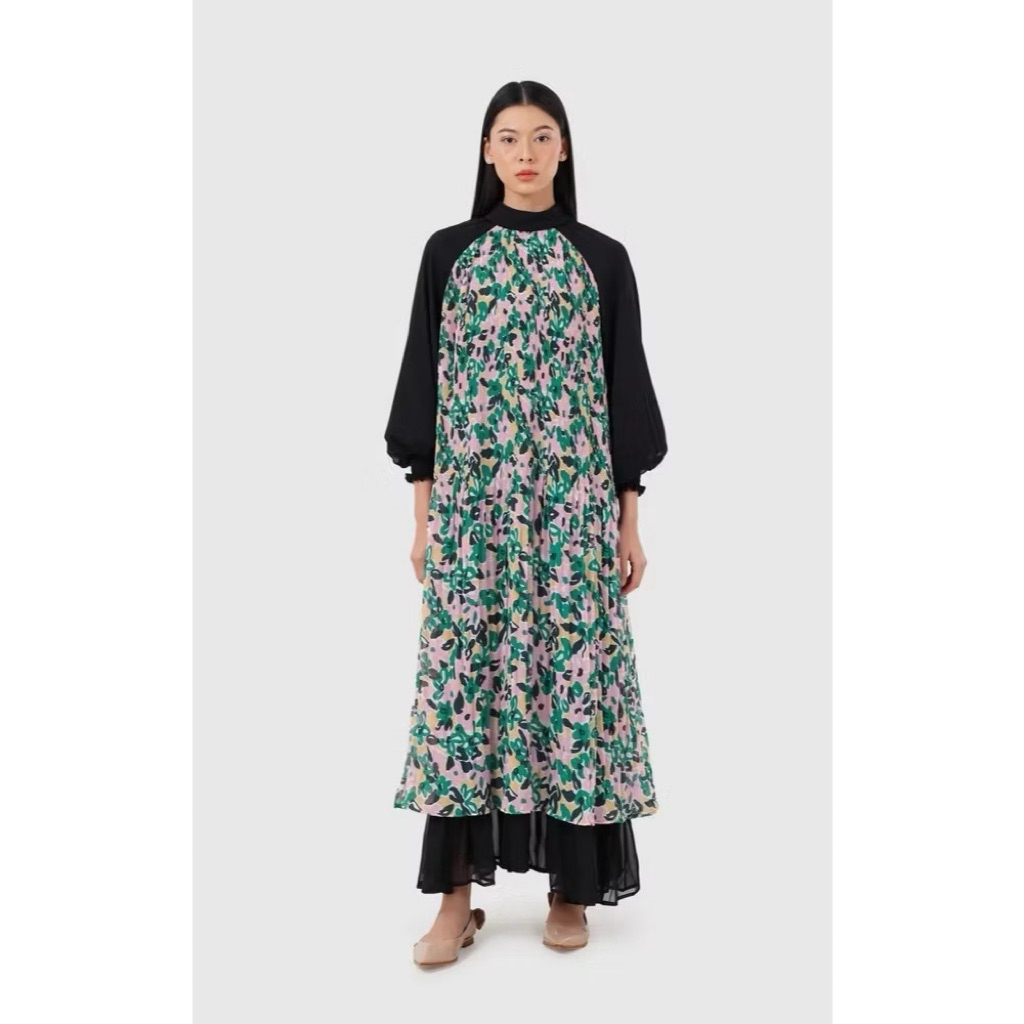 BENANG JARUM Avena pleats dress-garden / dress bunga
