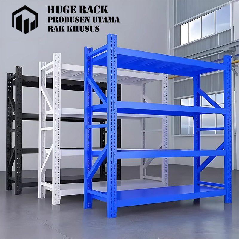 Rak Gudang Rak Besi Heavy Duty Serbaguna 1500KG Rak Penyimpanan 3/4 Susun Rak Besi Siku Rak Supermar