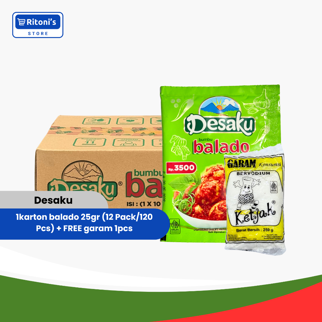 Desaku Bumbu Masak Balado 25gr (1 Karton) + FREE Garam 1 Pcs