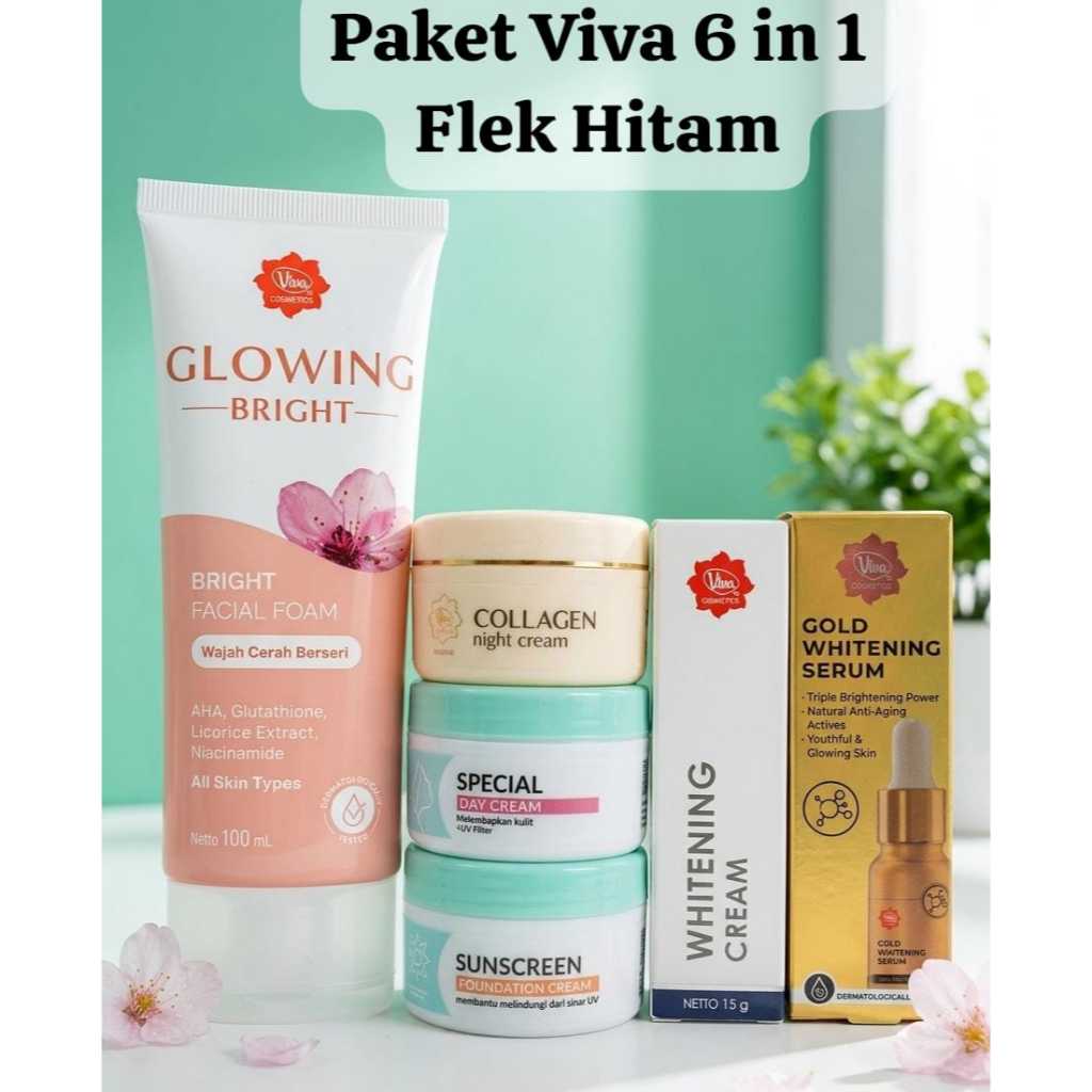 VIVA PAKET SKINCARE 6 in 1 - Anti Flek Hitam / Berjerawat / Glowing / Anti Aging