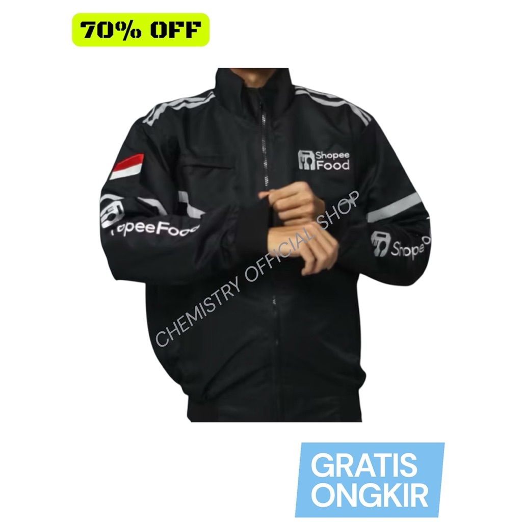 JAKET DRIVER SHOPEE FOOD HITAM TERBARU| JAKET KALCER OJOL WATERPROOF