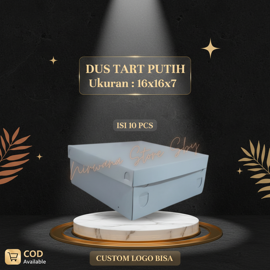 (10 Pcs) Dus Tart Putih 16x16x7 / Box Kue / Dus Kue / Kotak Nasi