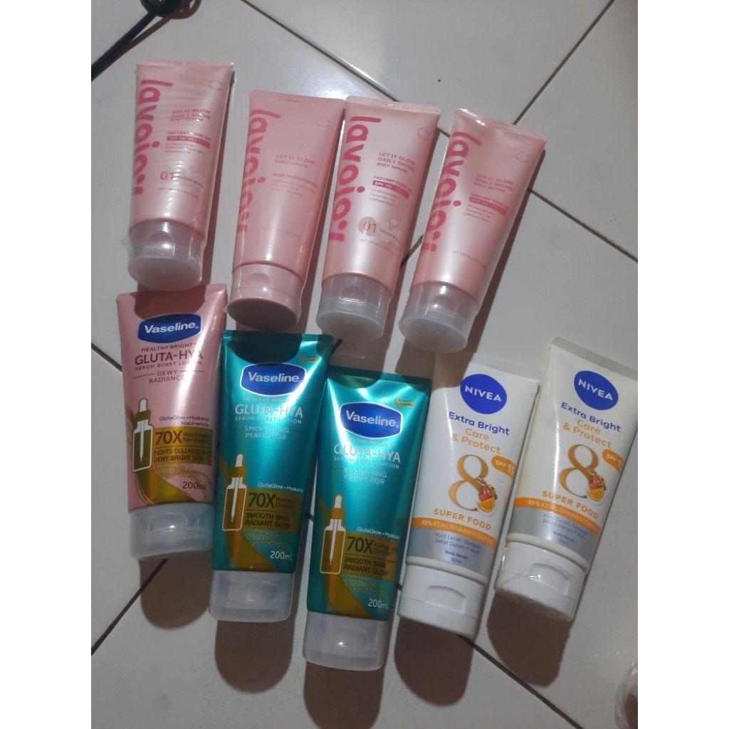 body serum lavojoy nivea vaselin gluta hya