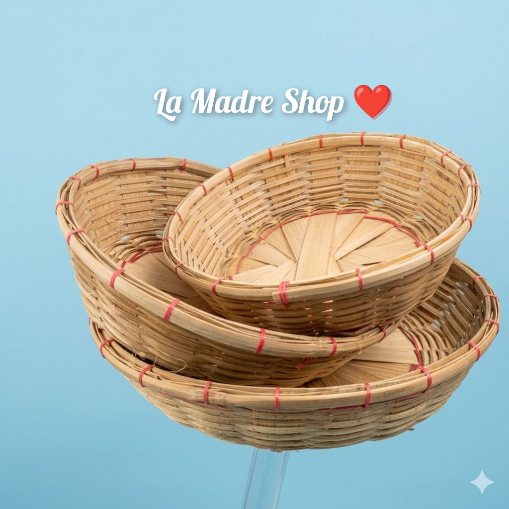 Keranjang Bambu Bulat multifungsi Hampers Besek - sedia 3 Ukuran