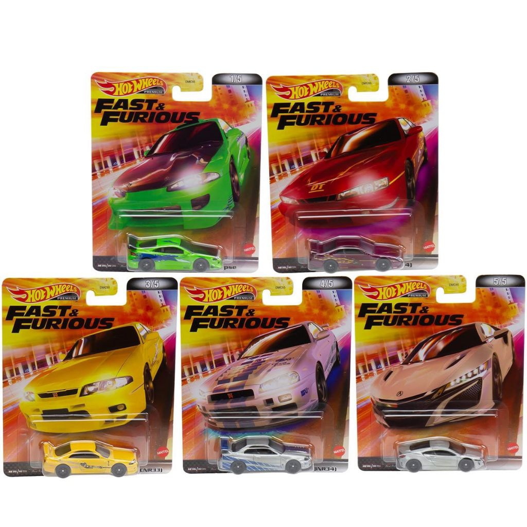 Hot wheels Premium Fast and Furious 1 Set Isi 5 Pc Original Mattel