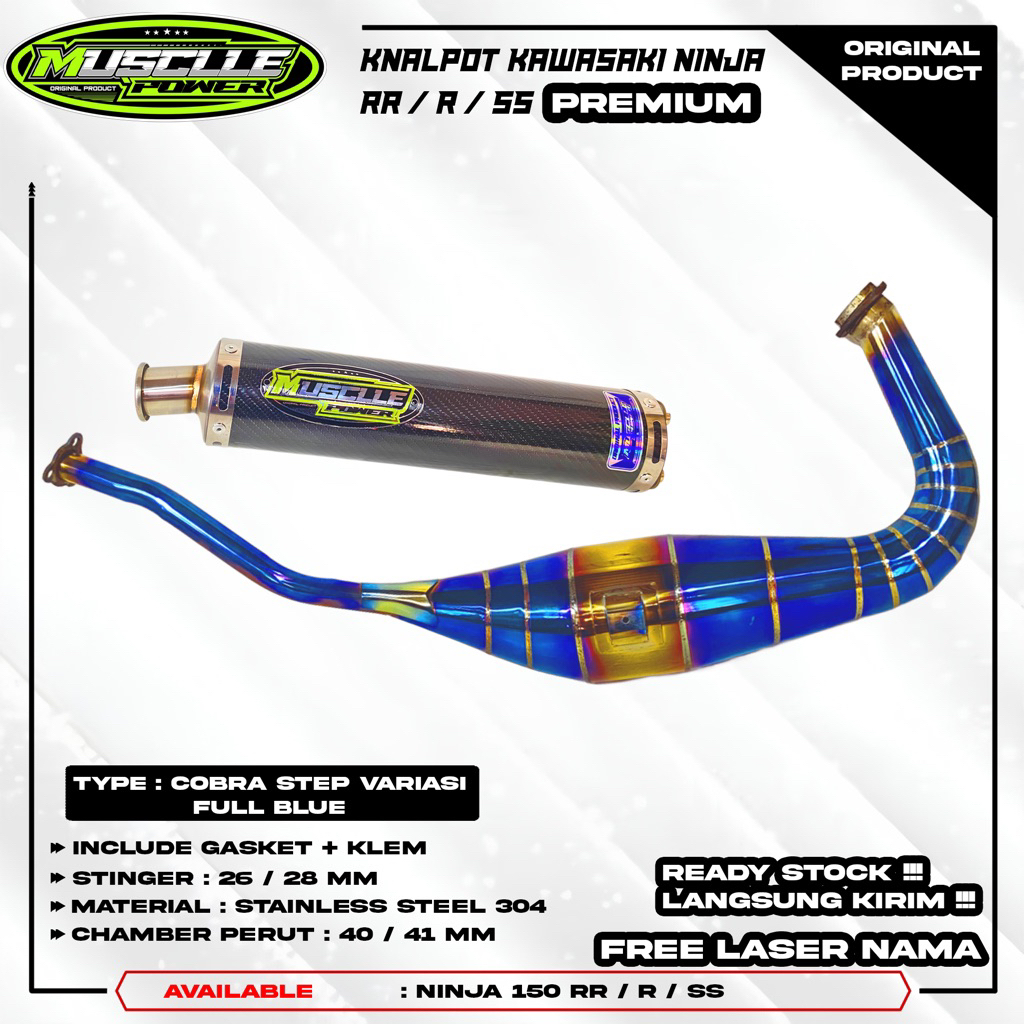 KNALPOT NINJA BLUEMOON ORIGINAL MUSCLE POWER EXHAUST KENALPOT KAWASAKI NINJA RR R SS NINJA 150 NINJA