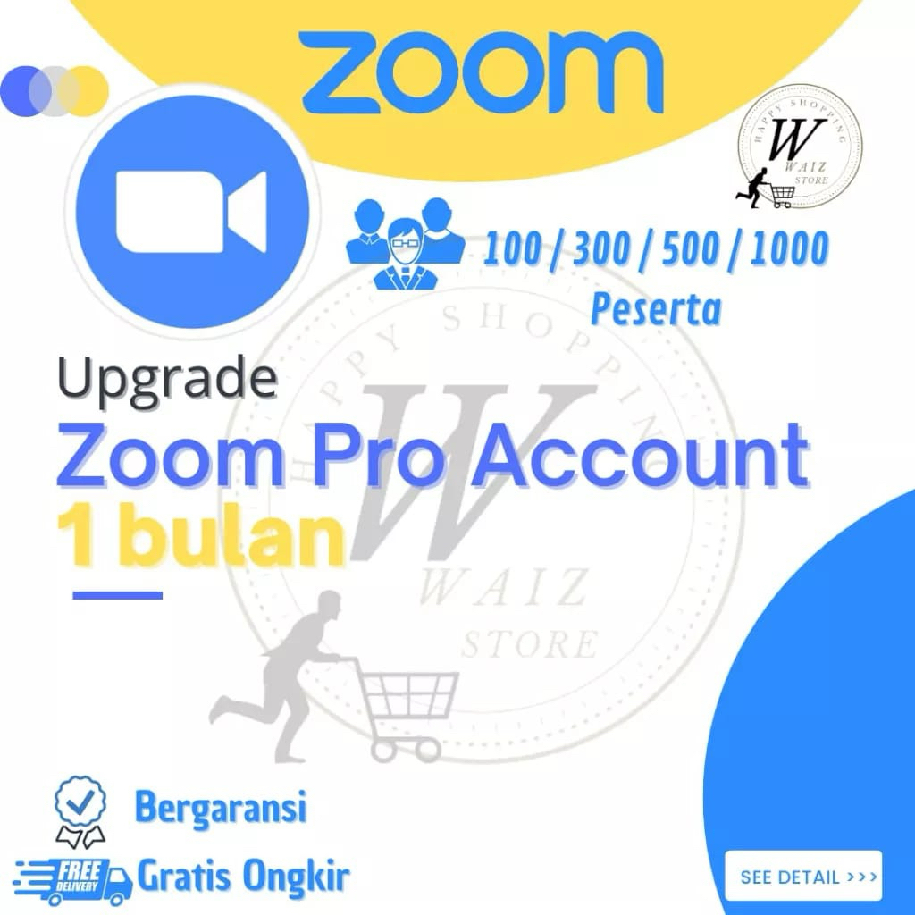 Zoom Meeting pro Anti disable 100 300 peserta full garansi