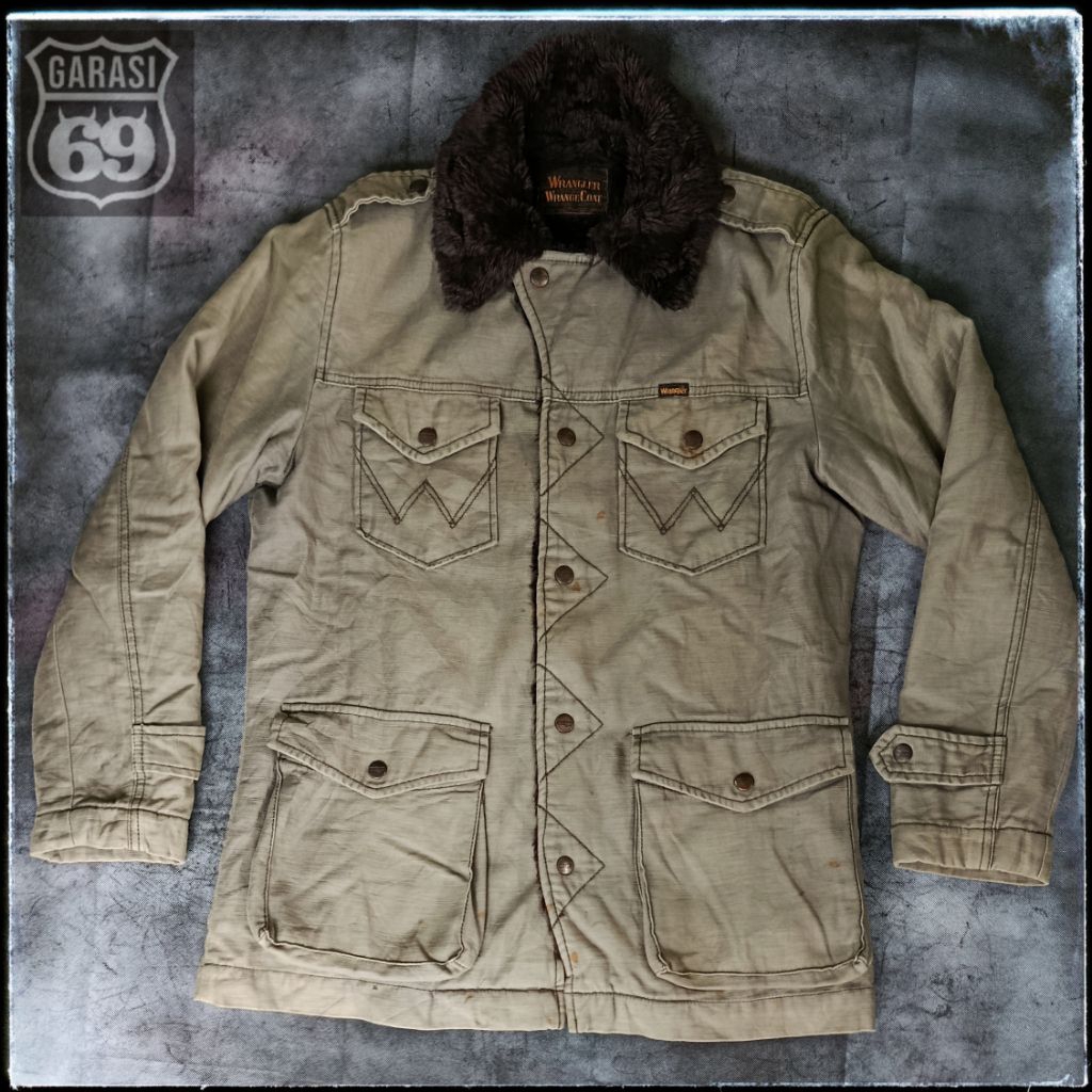 Jaket coat vintage kanvas denim sherpa army M65 size L