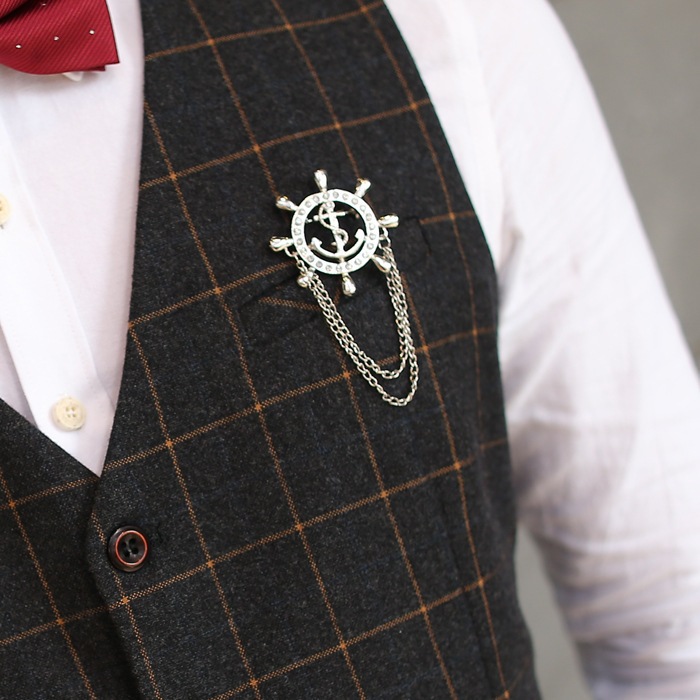 [ICEWAY] Aksesoris Fashion Lapel Pin Enamel Jas Bros Kebaya Kerah Collar Navy Army Jangkar Kemudi Ka