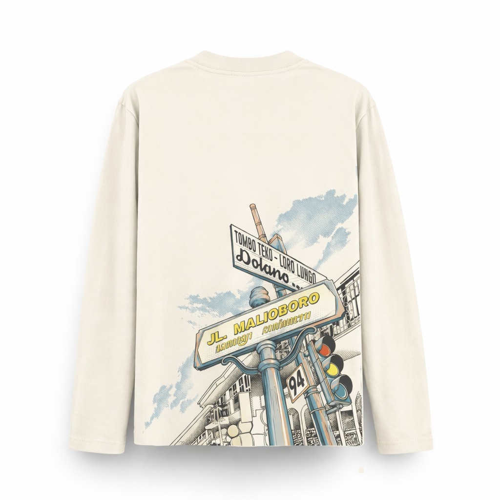 Dagadu T-shirt Long Sleeve Regular Malioboro I Kaos Lengan Panjang Pria Wanita Unisex I Cotton Combe