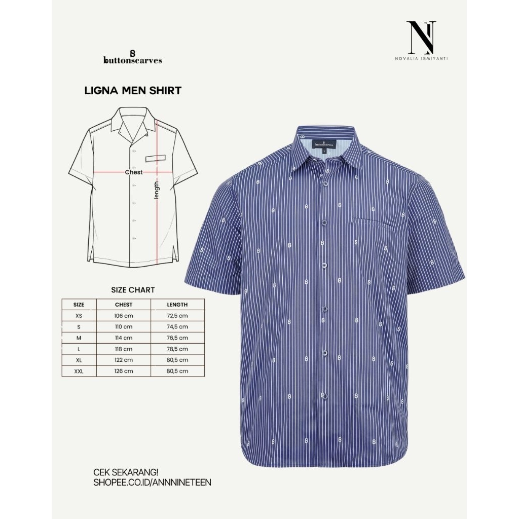 NEW buttonscarves ligna Men shirt NAVY size L