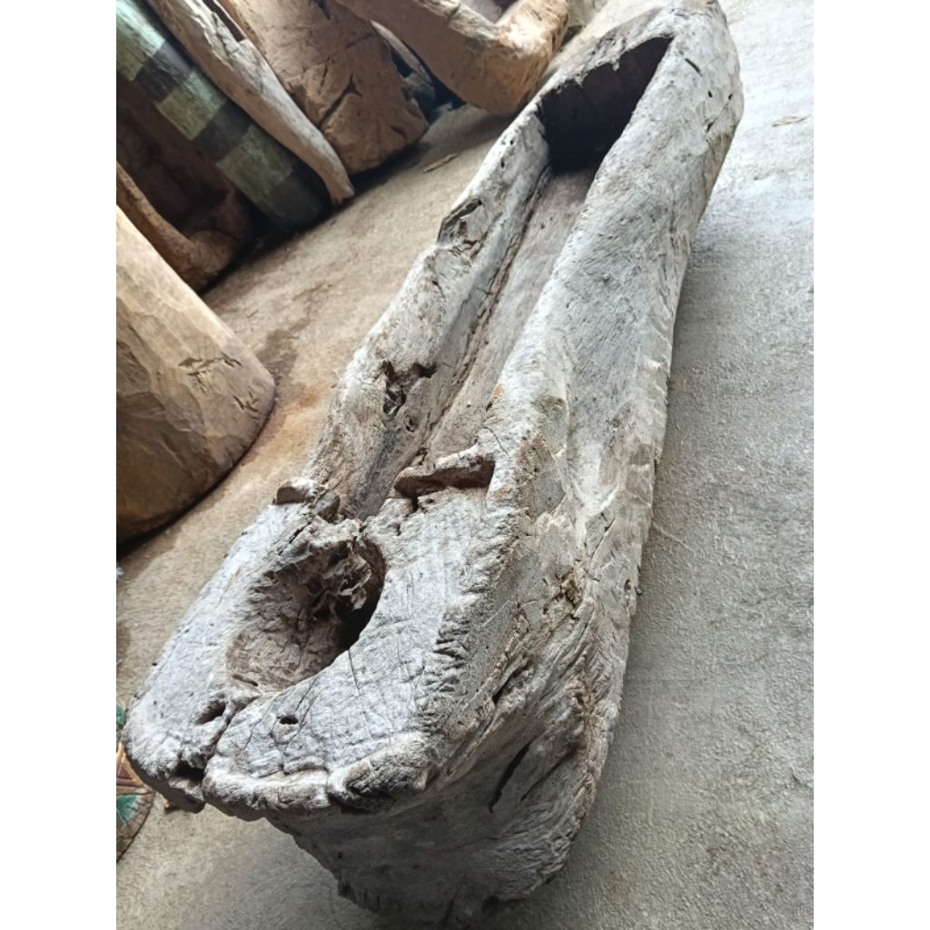 lesung dan lumpang dobel kayu jati rustic lawas antik warisan leluhur