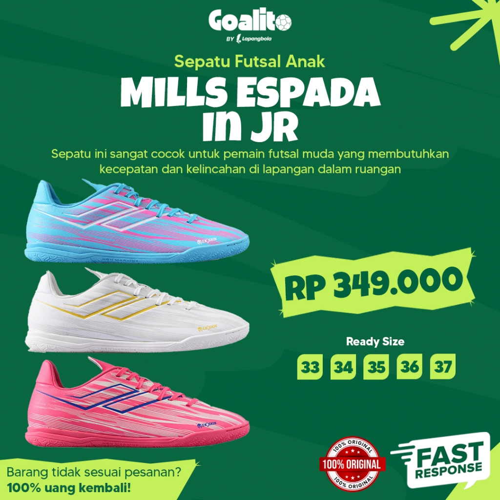 Sepatu Futsal Anak Mills Espada IN JR Original | Sepatu Futsal Anak