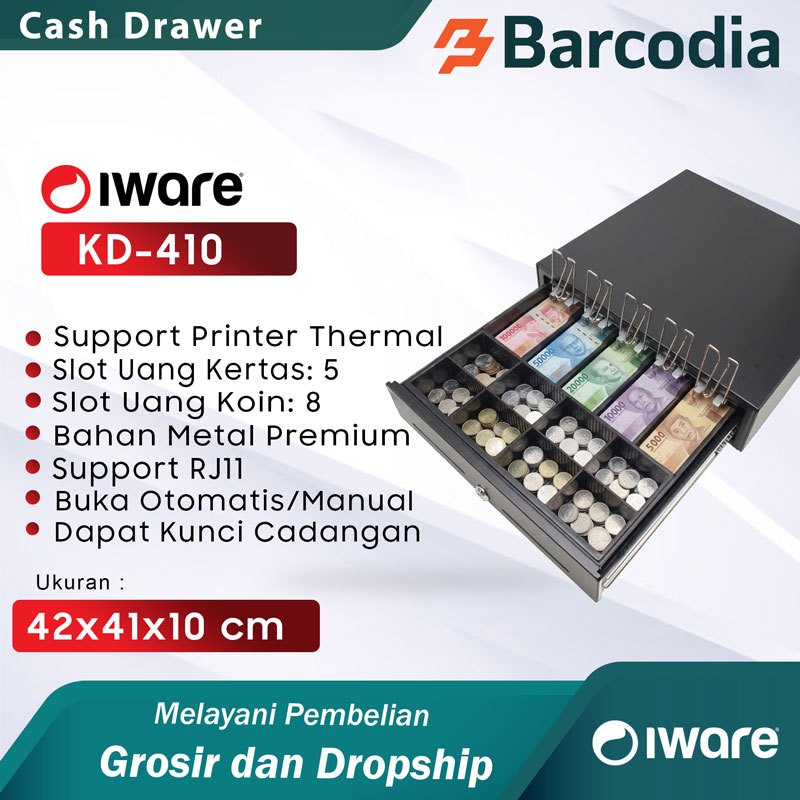BARCODIA Cash Drawer Iware KD-410 RJ11 41x41,5x10 Cm