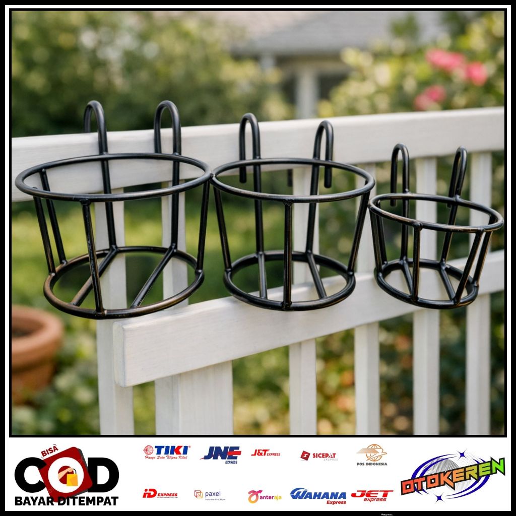 Rak Pot Bunga Gantung Pagar Balkon Rak Tanaman Gantung Besi Anti Karat Hanging Planter Balkon
