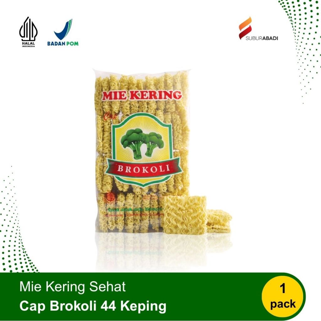 Mie kering cap Brokoli isi 44 keping - 1 pack 1,2 kg - Tanpa Pengawet, Tanpa MSG, Serbaguna