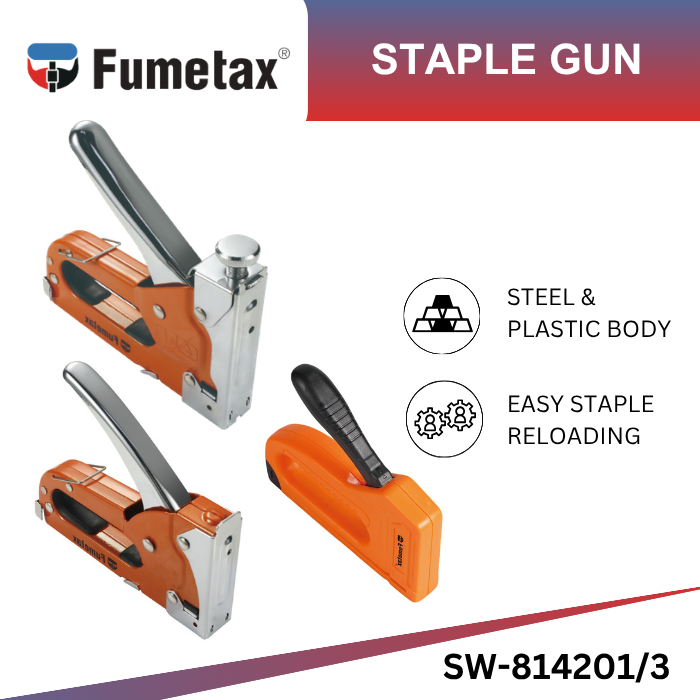 FUMETAX Staple Gun Staples Tembak Besi Gun Tacker Kertas Kayu Jok Motor 3 in 1