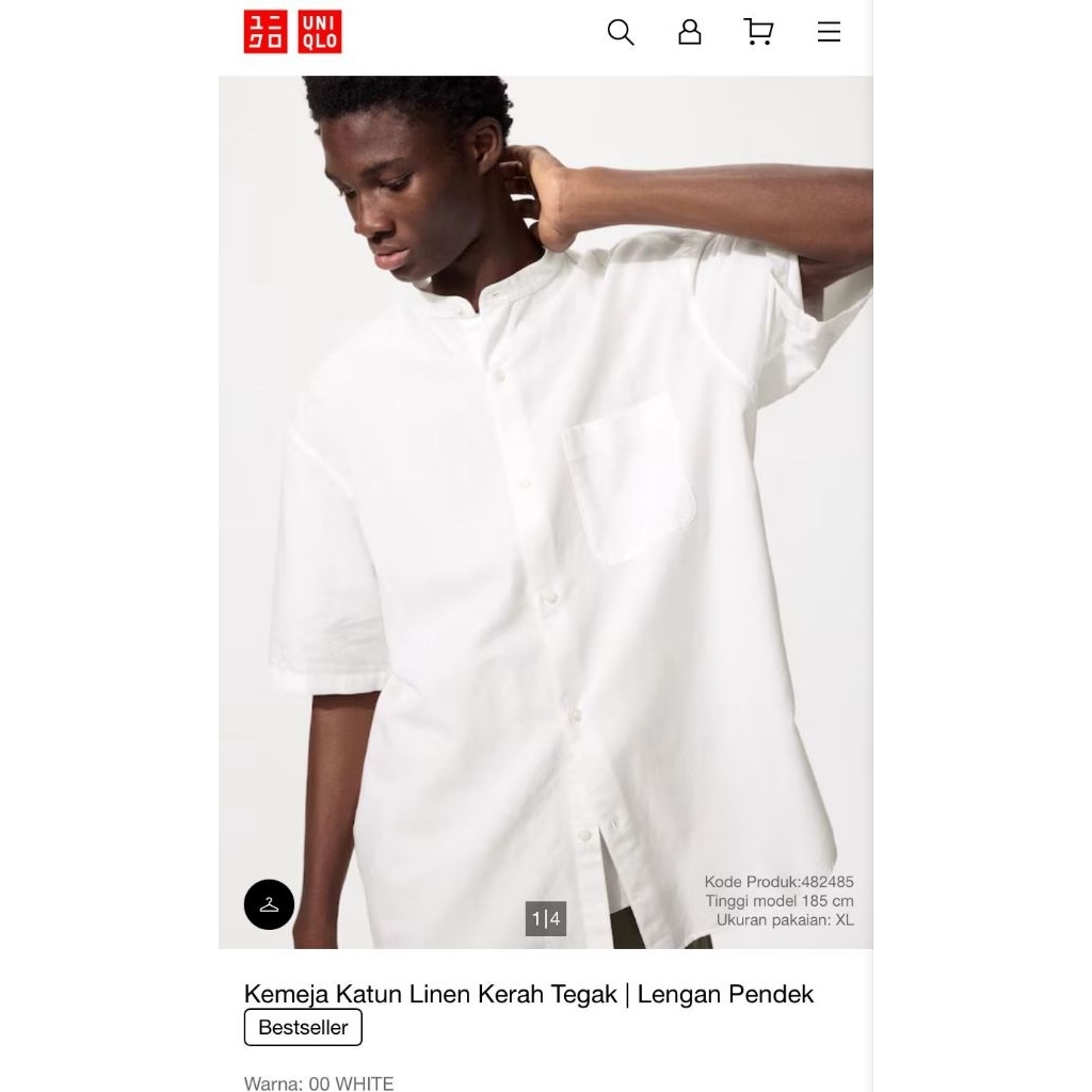 Uniqlo stand collar short sleeve shirt