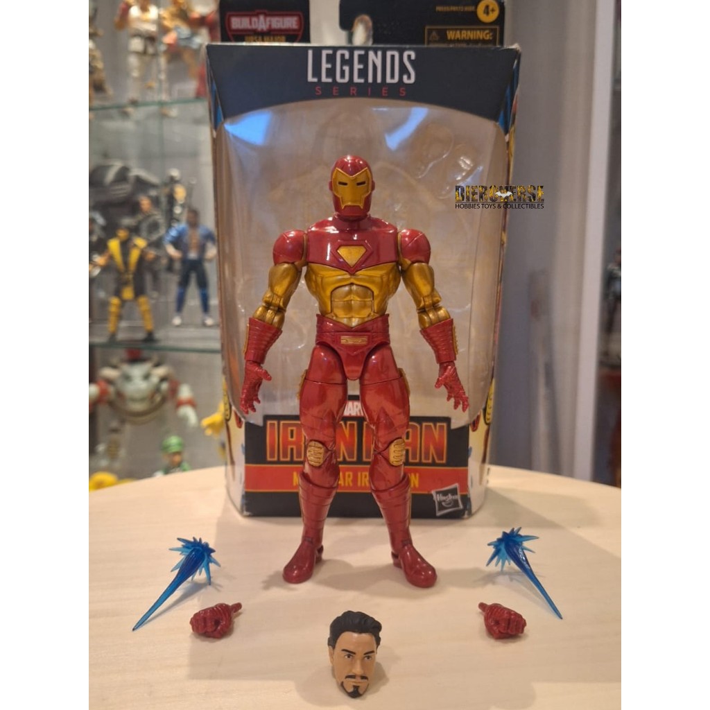 HASBRO TOYS MARVEL LEGENDS 6in SERIES MODULAR IRON MAN ACTION FIGURE + HEADSCULPT TONY STARK BIB